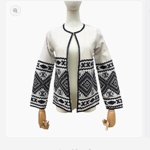 Women's Cream and Black Patterned Sweater